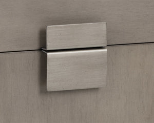 Sunpan Jade Nightstand - Elegant Acacia Wood Design with Dual Drawers for Stylish Bedroom Storage Solutions Antique Silver / Ash Grey