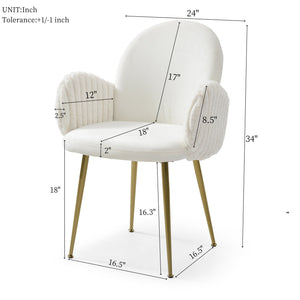 English Elm Modern Velvet Dining Chairs Set of 2 — Mid-Century Upholstered Accent Armchairs with Gold Legs, Durable Elegance W1117P220467