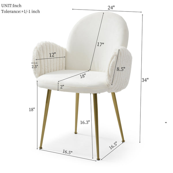 English Elm Modern Velvet Dining Chairs Set of 2 — Mid-Century Upholstered Accent Armchairs with Gold Legs, Durable Elegance W1117P220467