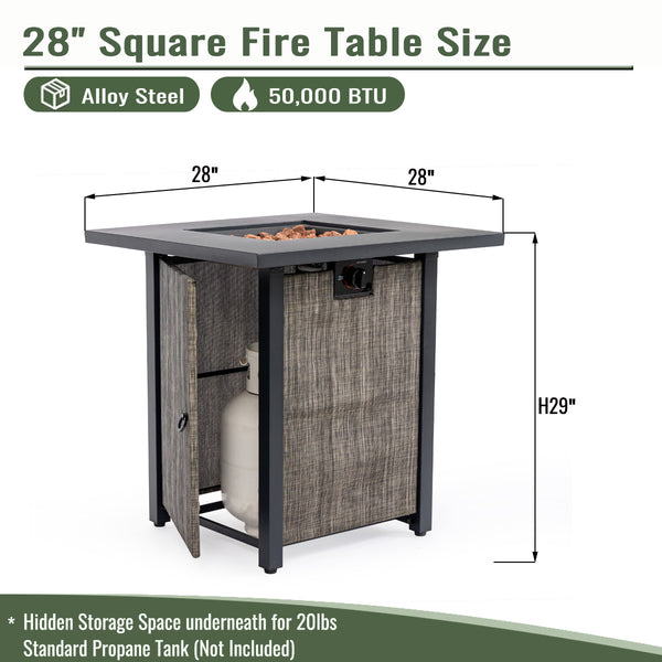 English Elm 28" Propane Gas Fire Pit Table - 50,000 Btu Steel Outdoor Heater For Patio, Garden & Deck Fun! W853P293852