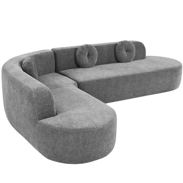 English Elm Christopher Knight Home® - Mirod 122" Extra Large Sectional Sofa with Chenille Upholstery, Tufted Seats & 3 Round Pillows Grey N760S0000040E