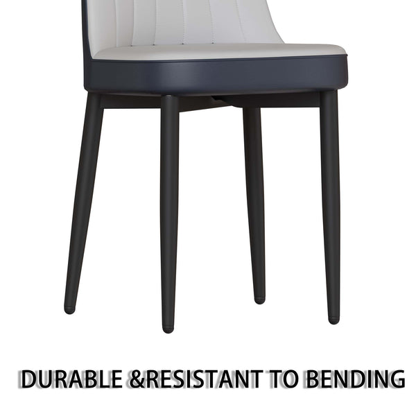 English Elm 63" Modern Cream Mdf Dining Table Set With 4 Blue Pu Chairs, Sturdy Design, Easy Assembly & Comfort! W2189S00694