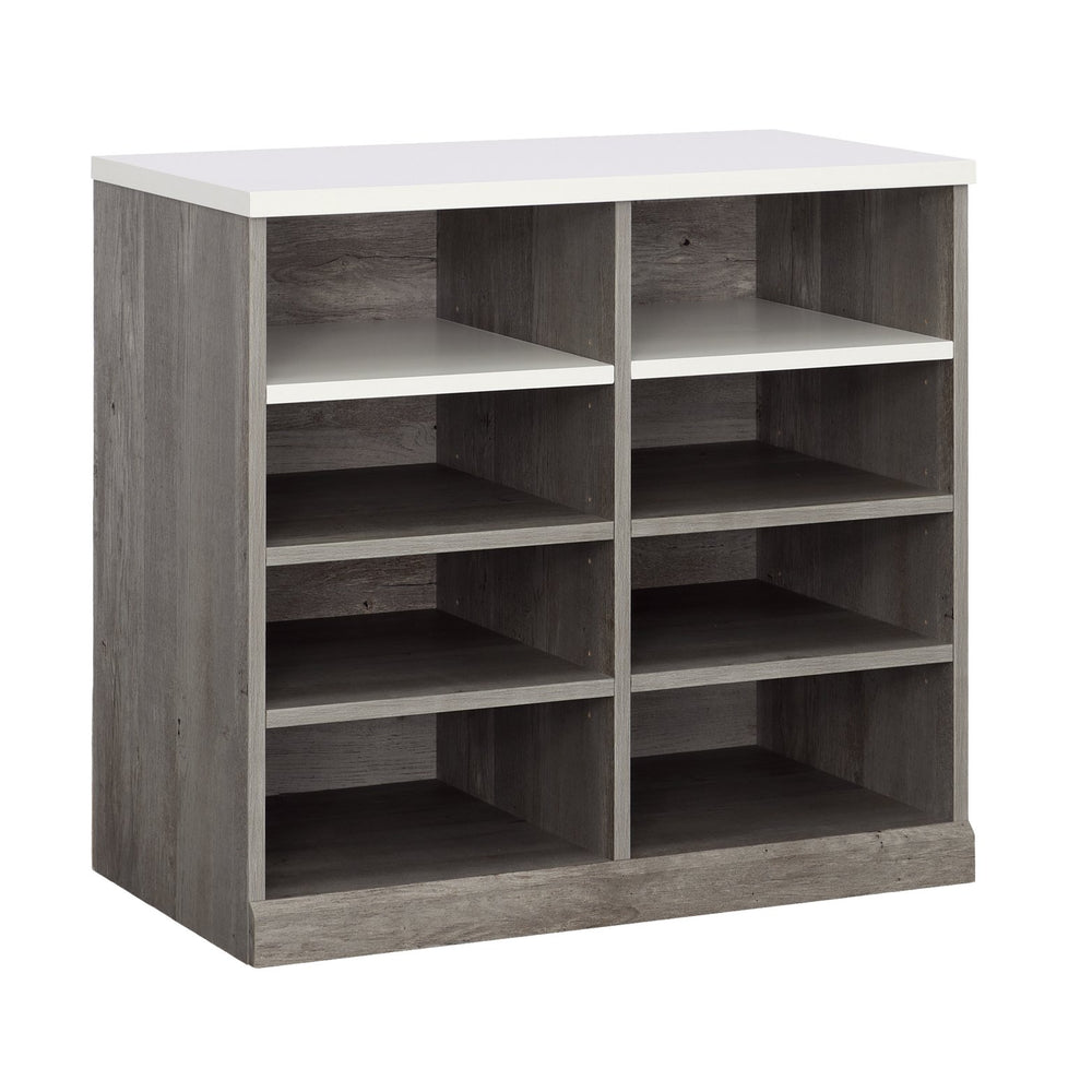 English Elm Open Open Storage Cabinet Brown Finish for Crafts & Office — Compact, Durable, Scratch-Resistant Organizer B356P367953