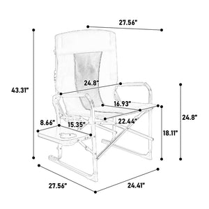 English Elm Camping Director Chair with Side Table, Cup Holder & Mesh Back, Heavy-Duty Folding Seat for Outdoor Events Blue W640P224442
