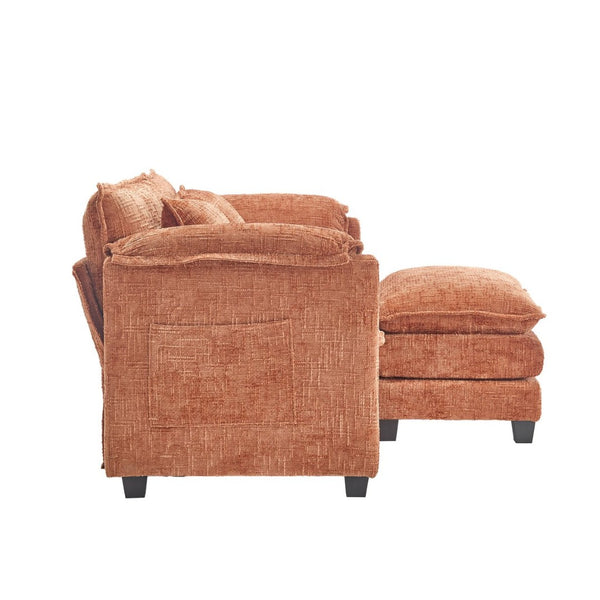 English Elm United Cozy Two-Seat Chenille Sofa With Detachable Armrests, Footstools, And Side Pockets For Comfort P1 W1568S00141-GIGA