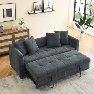 English Elm 77.9-inch cloud velvet 3-seater sofa bed with pull-out sleeper, sturdy wood frame, high-density foam comfort Dark Gray W1278S00076