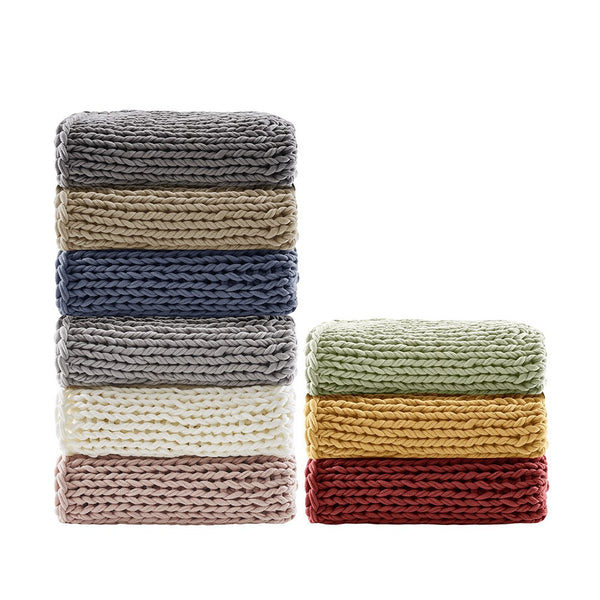 JLA Home Madison Park - Hand Made double-knit throw blanket — ultra-soft, OEKO-TEX certified, durable modern boho accent for home comfort Blush MP50-6137