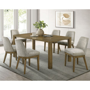 English Elm Bryant Light Tan Upholstered Dining Side Chair Set of 2 — Rounded Back, Tapered Legs, Warm Wood Comfort B062P375413