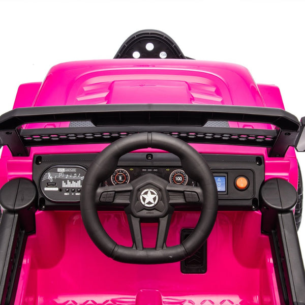 English Elm 12v Kids Electric Ride on Truck with Parental Remote Four Wheel Suspension and Led Lights Pink W1578P187456