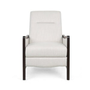English Elm Christopher Knight Home® - Fabric Recliner Chair Mid-Century Push-Back Upholstered Armchair with Thick Cushion and Birch Frame Beige 70449.00BGE