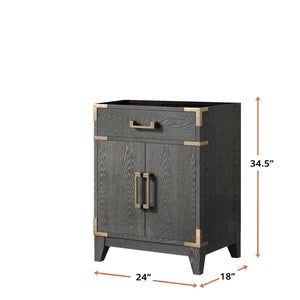 English Elm Black Oak Single Bath Vanity - 24" W X 18" D, Fully Assembled, Soft-Close Doors, Space-Saving Design B2731P260890