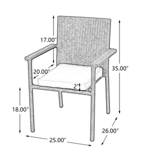 English Elm Christopher Knight Home® - SAN Rattan Dining Chair with Cushion – Weather-Resistant Wicker, Stackable, No-Assembly, Modern Patio Seating Brown Multi 60303.00CMBN