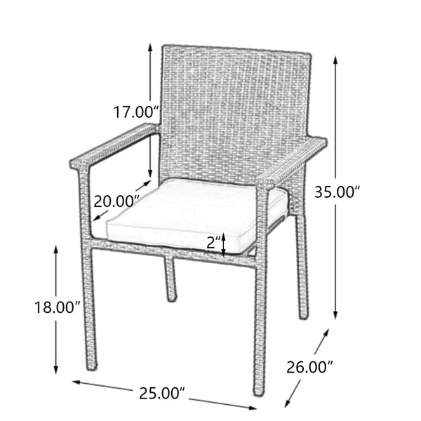 English Elm Christopher Knight Home® - SAN Rattan Dining Chair with Cushion – Weather-Resistant Wicker, Stackable, No-Assembly, Modern Patio Seating Brown Multi 60303.00CMBN