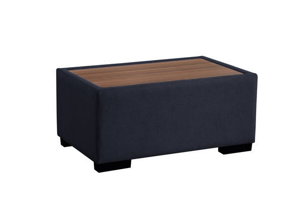 English Elm Joshua Upholstered Woven Fabric Sectional Sofa with Right-Facing Chaise, Ottoman Table Top & Pillows Dark Gray B061S00840