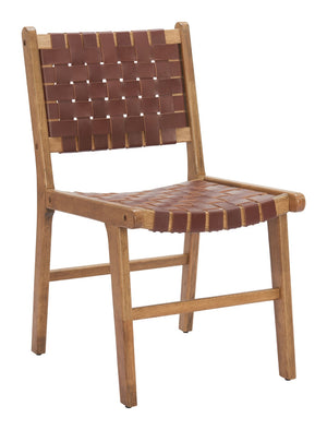 Feder Dining Chair Brown - Modern Leather Elegance with Rubberwood for Stylish Interior Enhancements