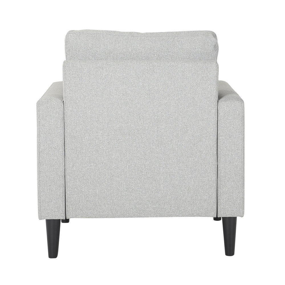 English Elm Wendy Contemporary Arm Chair with Plush Grey Fabric Upholstery and Black Wood Legs - Cozy, Stylish Seating B202P223688