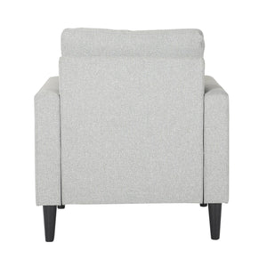 English Elm Wendy Contemporary Arm Chair with Plush Grey Fabric Upholstery and Black Wood Legs - Cozy, Stylish Seating B202P223688