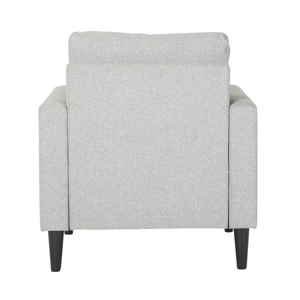 English Elm Wendy Contemporary Arm Chair with Plush Grey Fabric Upholstery and Black Wood Legs - Cozy, Stylish Seating B202P223688