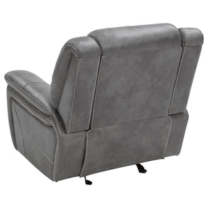 English Elm Encino Light Grey Upholstered Glider Recliner with Padded Arms, Leatherette Comfort & Modern Elegance B062P331086