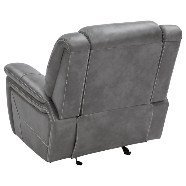 English Elm Encino Light Grey Upholstered Glider Recliner with Padded Arms, Leatherette Comfort & Modern Elegance B062P331086