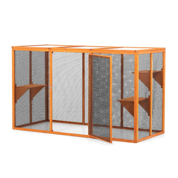 English Elm Detachable Cat Enclosure with Waterproof Roof Three Climb Platforms Patio Ready W2181P181958