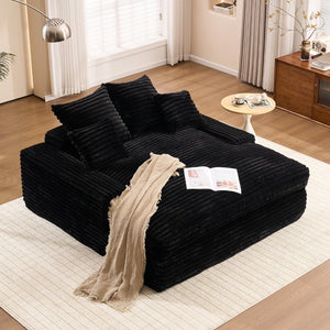 English Elm 028dr-oversized Corduroy Chaise Lounge Sleeper Chair Xxl Seat for Studio Living Black W527S00007