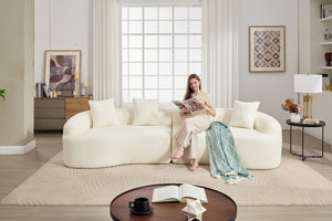 English Elm Curved Boneless Sofa modular 110" sectional with high-density foam & spring core, kid‑friendly curves, no assembly required for easy moving and cozy lounging White W2231S00005