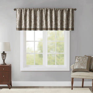 JLA Home Madison Park - Jacquard Paisley Valance with Metallic Accents, OEKO-TEX Certified, Faux Silk Trim & Gold Piping MP41-1456