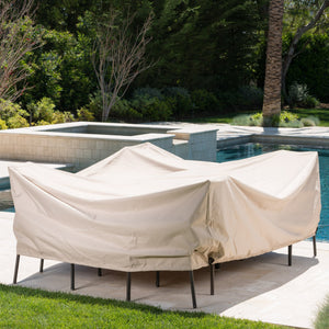 English Elm Christopher Knight Home® - SHIELD Waterproof Dining Set Cover Beige, 95"x72"x30" 100% Polyester Fabric, Weather & UV Protection 60004.00