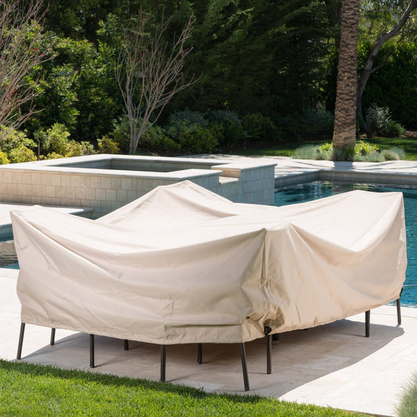 English Elm Christopher Knight Home® - SHIELD Waterproof Dining Set Cover Beige, 95"x72"x30" 100% Polyester Fabric, Weather & UV Protection 60004.00