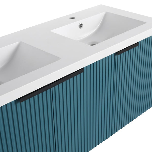 English Elm 48" Modern Wall-Mounted Bathroom Vanity With Resin Double Sink & Soft-Close Doors For Stylish Storage P1 W999S00351-GIGA