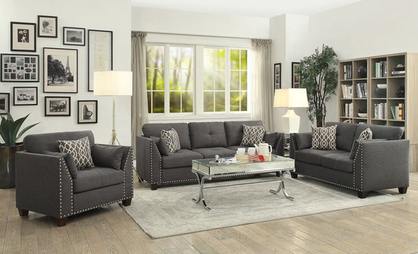 English Elm Light Loveseat in Charcoal Linen with 4 Plush Pillows, Buttonless Tufted Modern Sofa for Cozy Lounging (59") B062P215426