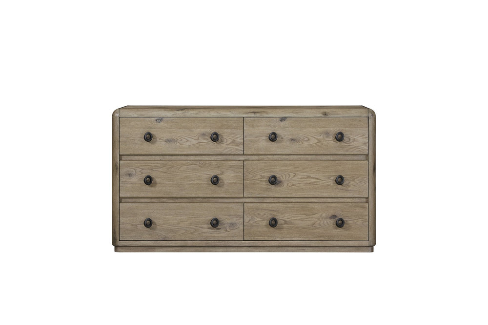 English Elm Dresser English Knotty Oak Solid Wood+MDF Veneer, Self-Closing Drawers, Felt & Cedar Lined Storage B2699P409546