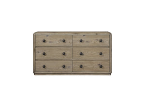 English Elm Dresser English Knotty Oak Solid Wood+MDF Veneer, Self-Closing Drawers, Felt & Cedar Lined Storage B2699P409546