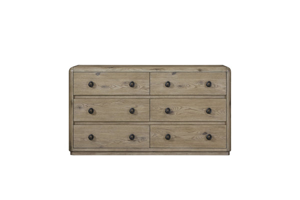 English Elm Dresser English Knotty Oak Solid Wood+MDF Veneer, Self-Closing Drawers, Felt & Cedar Lined Storage B2699P409546