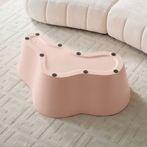 English Elm 50 Inch Sculptural Fiberglass Coffee Table Ready to Use Focal Point for Modern Living Rooms Pink W876P452392