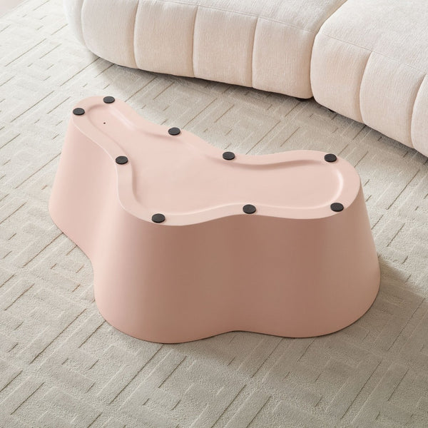 English Elm 50 Inch Sculptural Fiberglass Coffee Table Ready to Use Focal Point for Modern Living Rooms Pink W876P452392