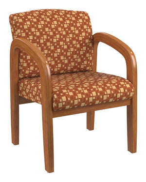 OSP Home Furnishings Medium Oak Wood Visitor Chair with Lumbar Support Taupe Fabric Seat for Office Reception Marigold WD380-K111