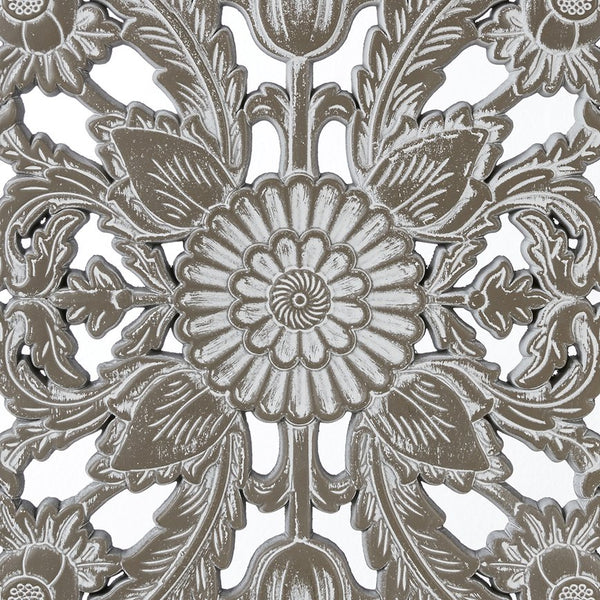 JLA Home Madison Park - Botanical Hand-Carved Lotus Wall Panels Set with Distressed Wood Finish for Rustic Home Decor and Texture Antique Green MP95B-0363