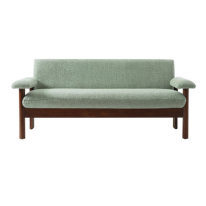 English Elm Modern Berber Fleece 2 Seat Loveseat Rubberwood Base Plush Armrest Couch for Apartments Green N763S000050F