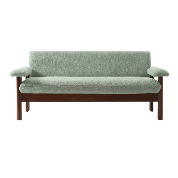 English Elm Modern Berber Fleece 2 Seat Loveseat Rubberwood Base Plush Armrest Couch for Apartments Green N763S000050F