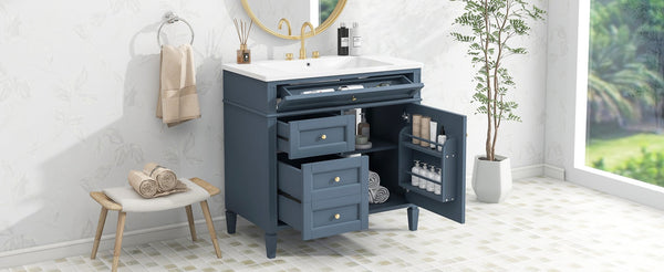 English Elm 36'' Modern Bathroom Vanity With Ceramic Sink, 2 Drawers & Tip-Out Drawer For Stylish Storage Solutions SW000119AAM-2