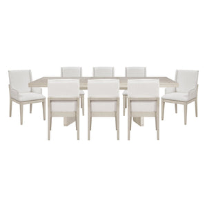 English Elm Beautiful Antique White Oak Veneer 9 Piece Formal Dining Set with Extendable Table B011S02263