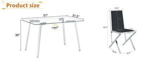 English Elm Table and Chair Set Round Walnut Mdf Top Six Seat Dining with Gold Accent Legs Black+Silver,Transparent W1151S04787