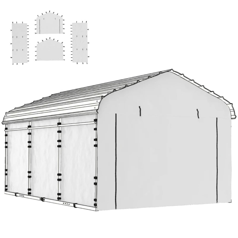 English Elm Durable Pe Sidewall Set for 12x20 Carport Frames with Upf50 Rain and Wind Defense T3971P468937