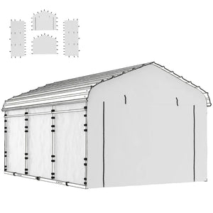 English Elm Durable Pe Sidewall Set for 12x20 Carport Frames with Upf50 Rain and Wind Defense T3971P468937