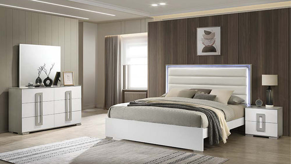 English Elm Olivia Contemporary 4-Piece Queen Bedroom Set With Led Headboard & Stylish Storage Solutions B009S01760