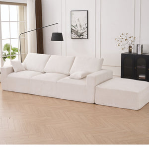 English Elm Boneless U-Shaped Modular Cloud Couch Sofa - 113" Corduroy Sleeper, No Assembly, Stylish Comfort W3401S00008