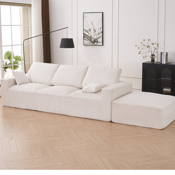 English Elm Boneless U-Shaped Modular Cloud Couch Sofa – Plush Corduroy Sleeper With No Assembly Needed! W3401S00005