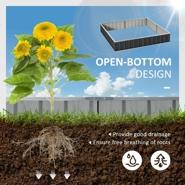 English Elm Outsunny 8.5' X 3' Galvanized Steel Raised Garden Bed - Perfect Planter For Vegetables, Herbs & Flowers W2225P217238-GIGA